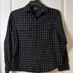 Ralph Lauren Black and White Grid Blouse